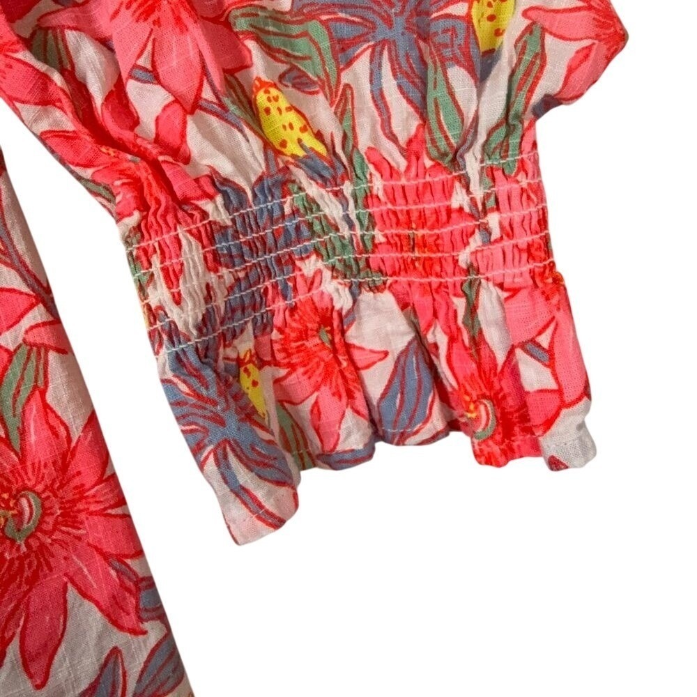 Vineyard Vines Shirt Womens Small Pink Floral‎ Lightweight Off the Shoulder - Picture 4 of 10